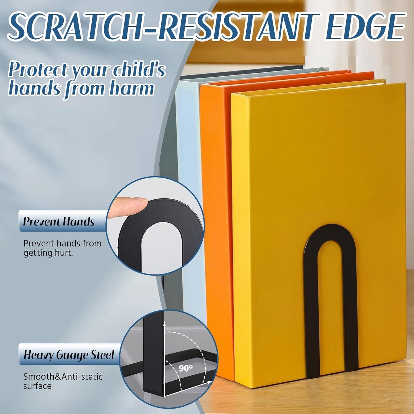 Chunful 12 Pcs Modern Metal Book Ends for Shelves Decorative Small Bookends Book Shelf Organizer Minimalist Design Stopper to Hold Books for Home Office (Black,5.5 * 3.75 * 2.25inch)