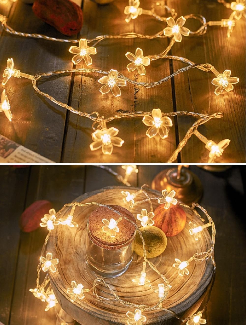 Flower String Lights Plug in, WFGGEH 10ft 20 LED Warm White Cherry Blossom Fairy String Lights for Party Birthday Wedding Christmas Home Decoration