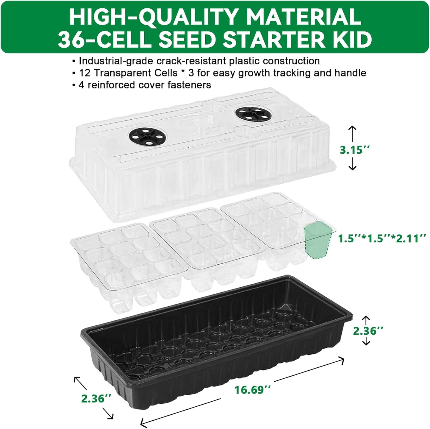 Seed Starter Tray with Grow Light,72-Cell Seed Starter Kit with Magnetic Hygrometer,Seed Germination Kit with Humidity Dome,User-Friendly Plant Germination Trays for Indoor Plants