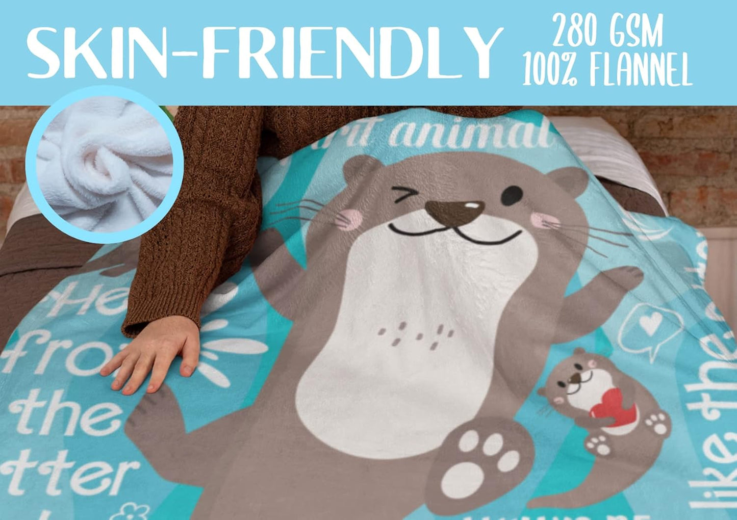 Otter Gifts for Girls, Otter Blanket, Gifts for Otter Lovers, Daughters, Flannel Plush Throw Blanket - 50"x 65" - Otter is My Spirit Animal, Always Be an Otter, I'm Not Like The Otters,