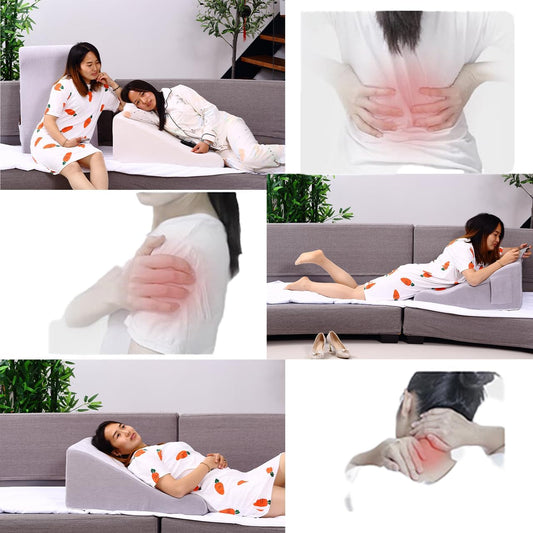 Bed Reading Pillow - Sofa Bed Wedge Pillow - Post-Op Recovery Backrest Pillow - Working Lumbar Support Reading Pillow with Removable Pillowcase Beige 27x20x12in