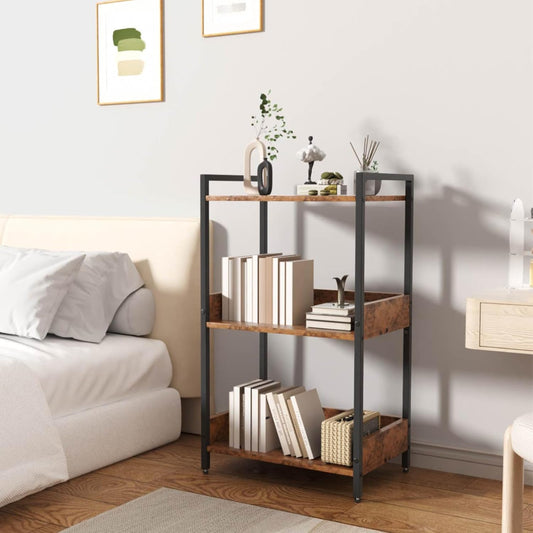 Bookshelf Bookcase with Storage Cabinet, 3-Tier Modern Corner Bookshelves, Narrow Wood Book Rack, Mini Floor Standing Book Organizer for Kid Room, Bedroom, Living Room, Home Office, CD/DVD