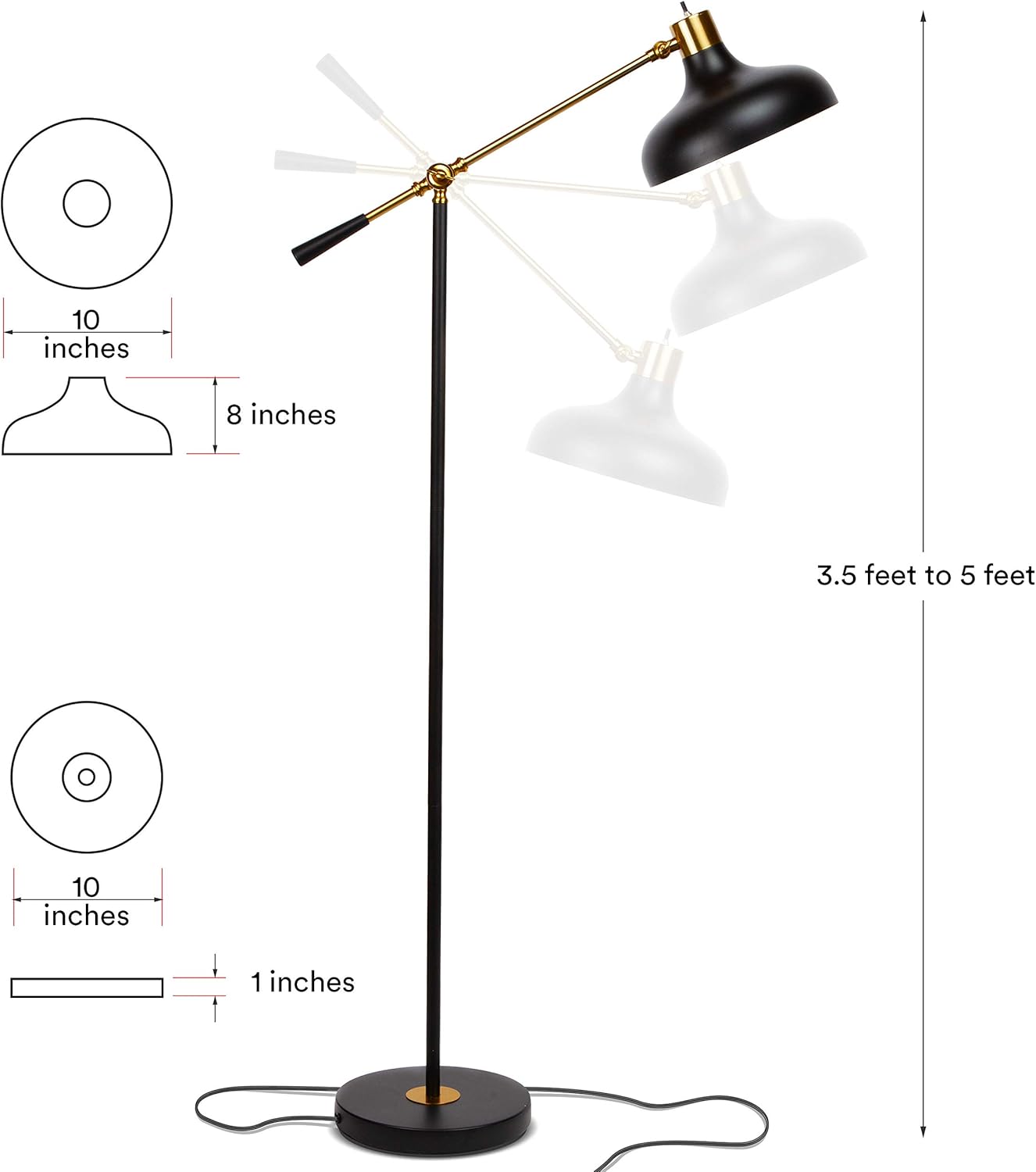 Brightech Wyatt LED Floor Lamp, Industrial Floor Lamp for Living Rooms & Offices – Charming Farmhouse Floor Lamp, Adjustable Head Standing Lamp for Bedroom Reading, Stunning Living Room Décor