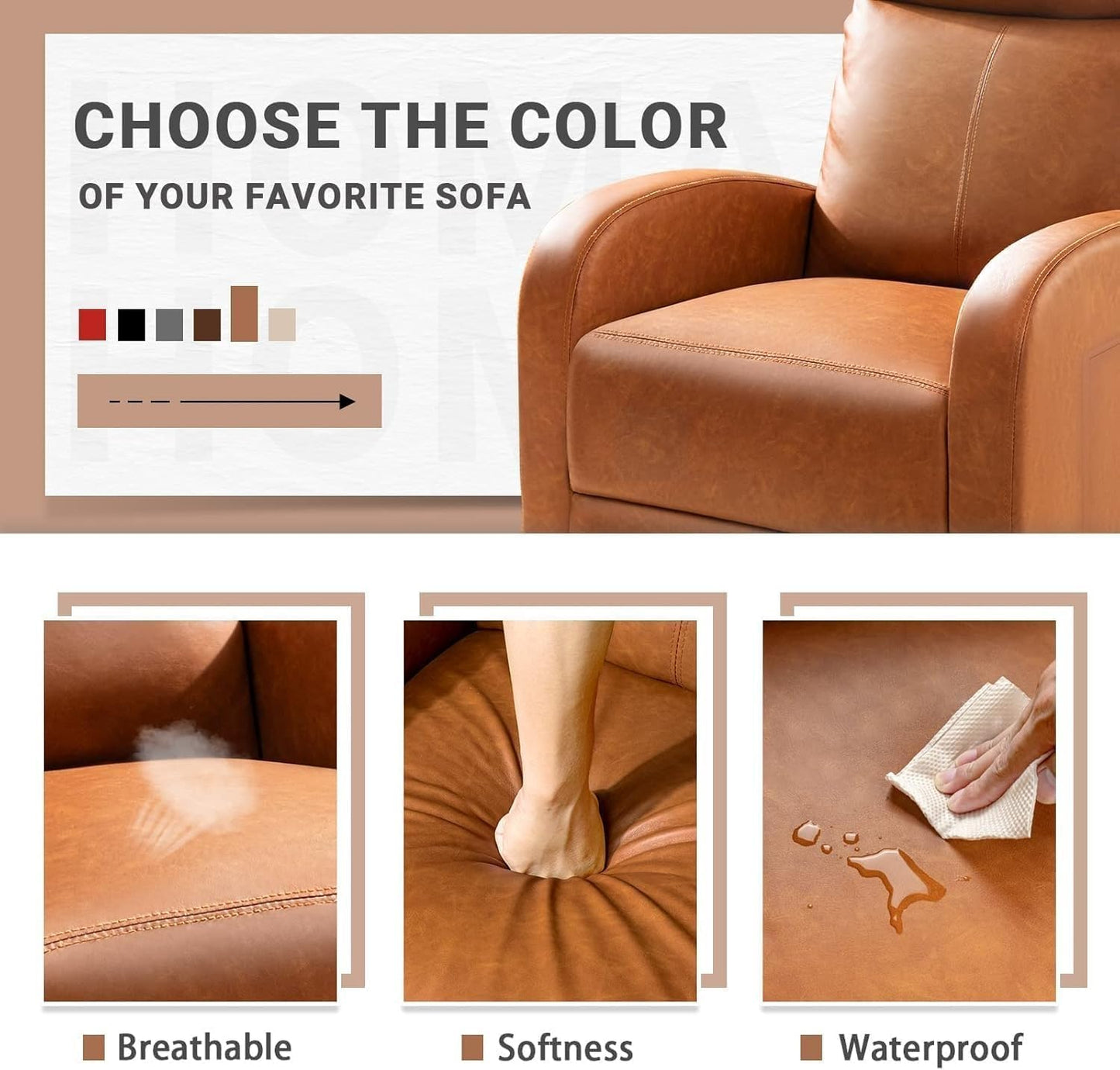 PU Leather Recliners Chairs with Lumbar Support Sofa Thicker Back Wider Armrests Power Lift Recliner Chair for Adults Home Theater Seating Living Room