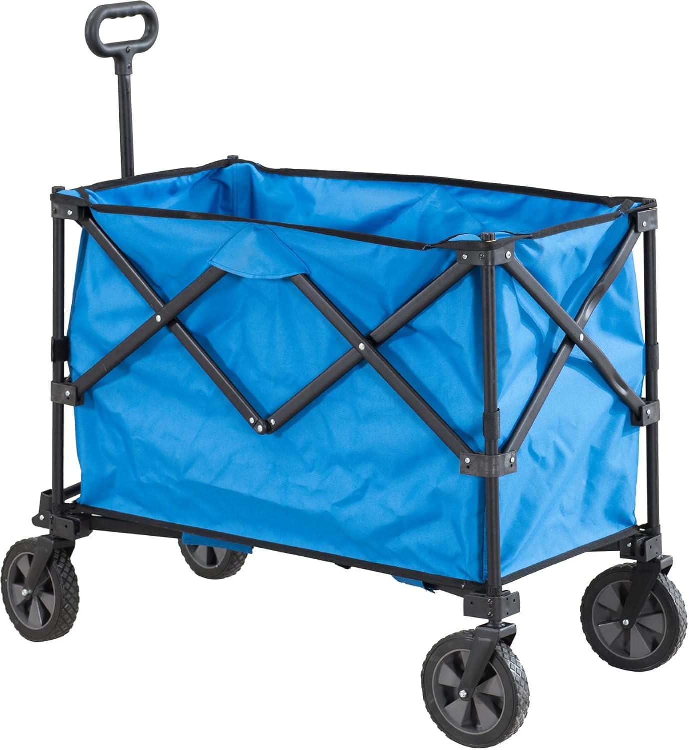 Sunjoy Collapsible Wagon with 255L Large Capacity, Utility Foldable Wagon Cart, Heavy Duty Beach Wagon with Big Wheels, Portable Garden Cart for Camping Fishing Sports Shopping, Blue