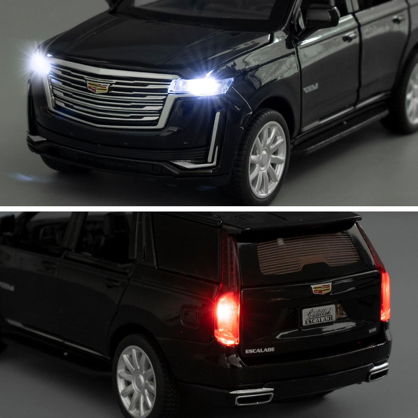 Toy Cars Compatible for 1:32 Escalade SUV Model Cars, Pull Back Die-cast Vehicles, Collectible Cars with Sounds＆Lights for Kids Boys Girls and Adults, Gift Black