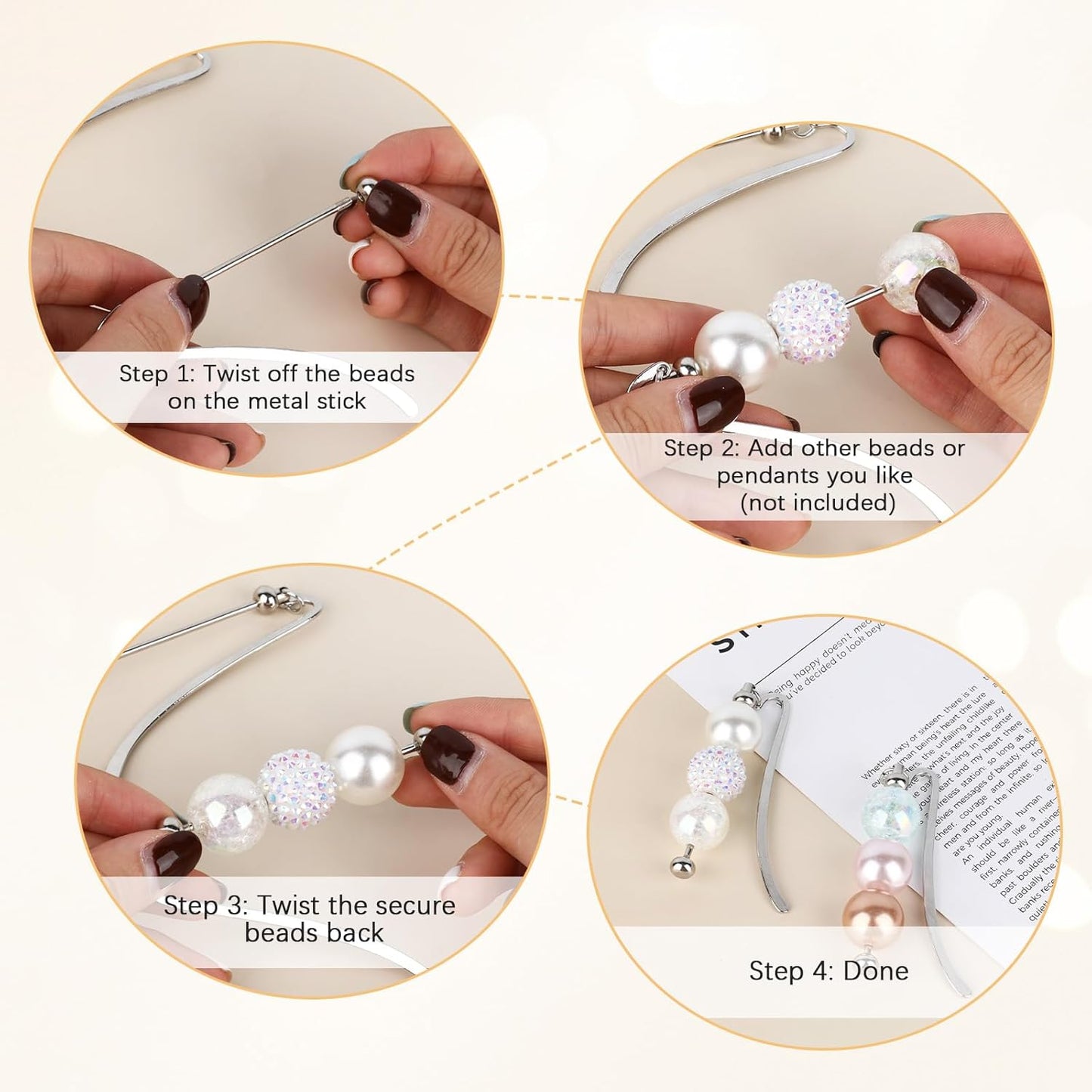 12 Pcs Beadable Bookmarks Bulk DIY Metal Blank Bookmarks to Decorate Beadable Items Beaded Craft Jewelry Bar Pendant Charm Gifts Office Supplies for Book Lover (Silver)
