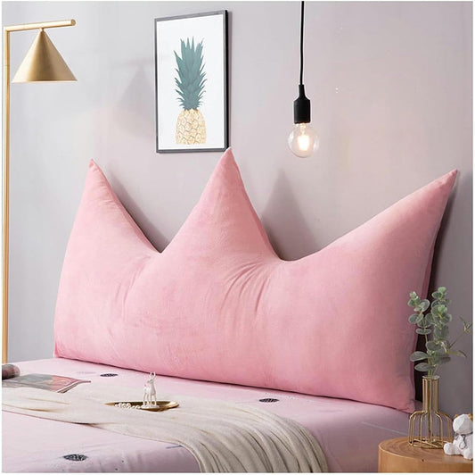 Crown Back Rest Reading Pillow for Bed, King/Queen/Twin Size Wedge Bed Pillow, Triangular Headboard Backrest Cushion Velvet Bolster Cushion for Twin Full Daybed Bed