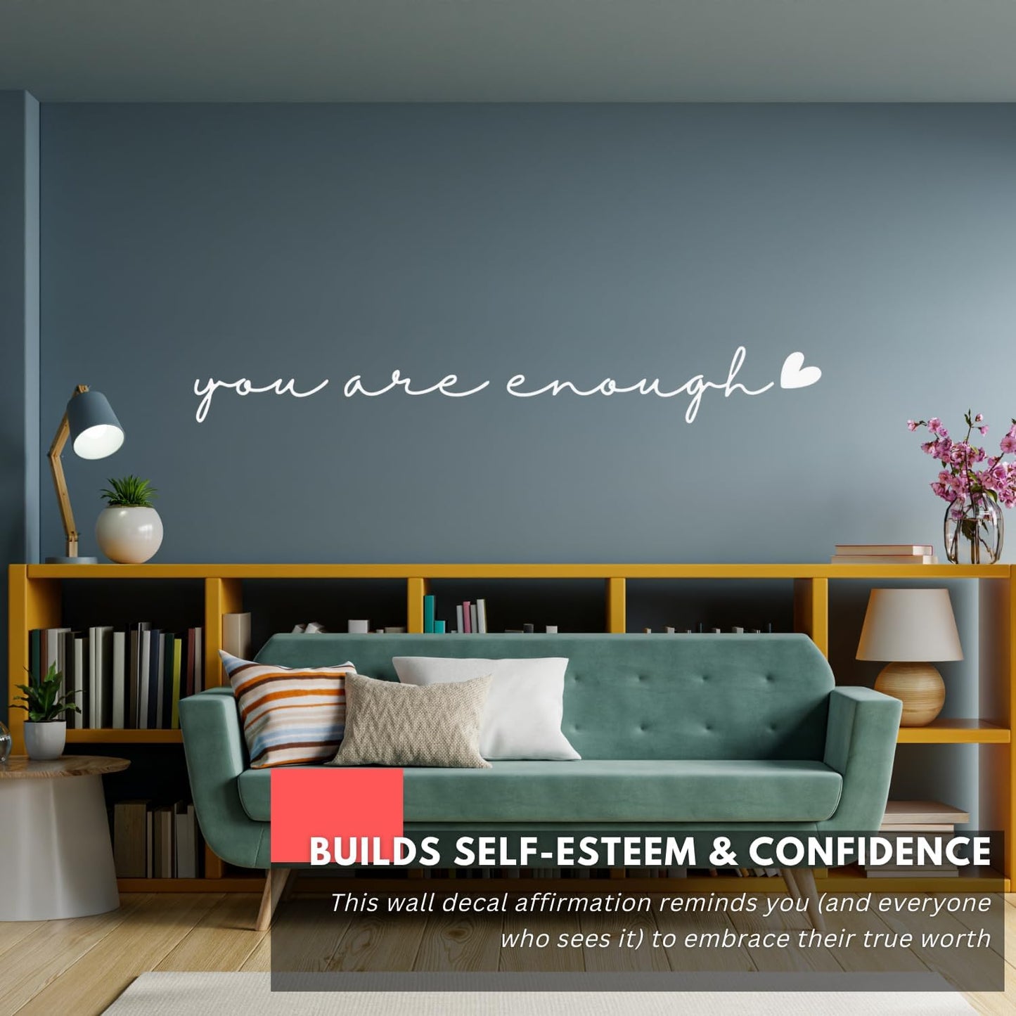 My Vinyl Story – You are Enough Wall Decal – Positive Affirmation Vinyl Sticker for Bedroom, Living Room, Office – Inspirational Quote Decor, Self Love Encouragement, Removable (White, 36x5 inches)