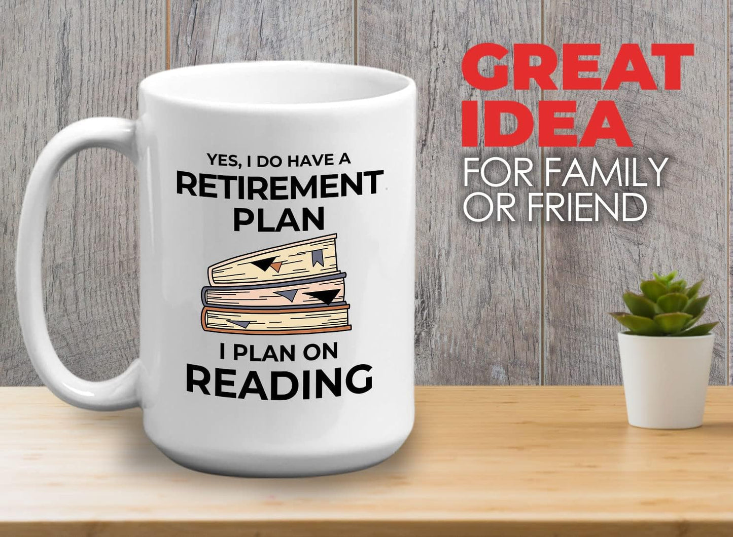 Bubble Hugs Book Lover Coffee Mug 15oz White - Retirement Plan Reading - Reading Retired Coworker Employee Retirement Reader Stack of Books Book Lover Bookish Novelist Librarian Writer