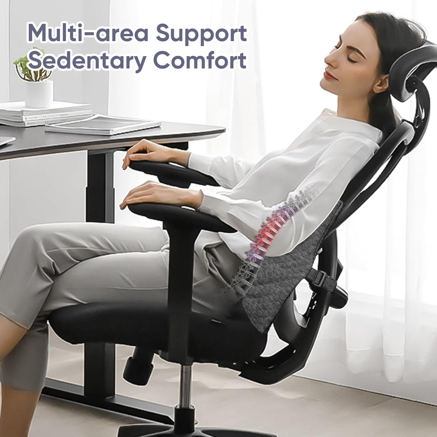 Extra Large Lumbar Support Pillow for Recliner, 20"x14"x5.5" Back Support Cushions with Back Strap, 100% Foam High Supportive, Durable, Grey