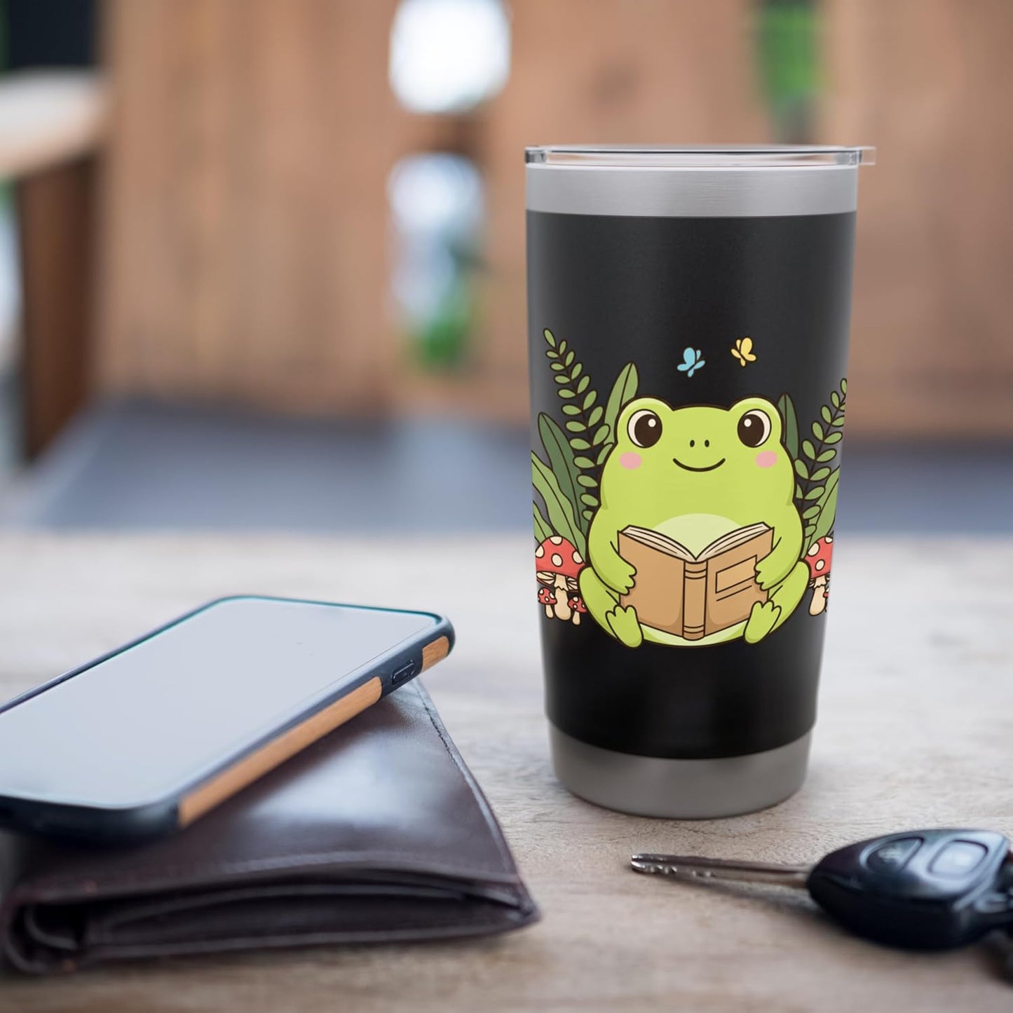 Reading Frog Cute Book Lover Kids Girls Cute Frog Reading Stainless Steel Insulated Tumbler