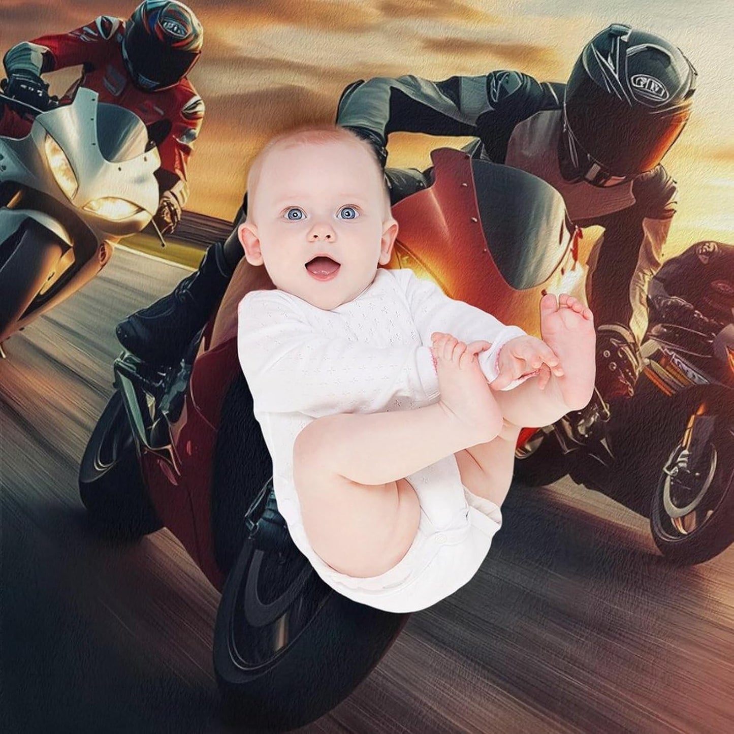 Motorbike Motorcycle Racing Throw Blanket for Couch Bed Plush Cozy Fuzzy Flannel Blanket for All Season 50"x70"