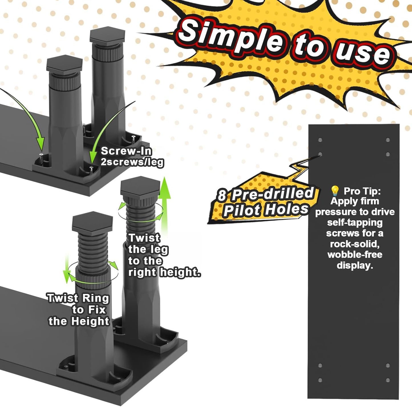 Manga Shelf Risers, 2 Pack Book Riser for Bookshelves, Black Wooden Height Adjustable Comic Books Shelves for Double Rows Display Stand for Books, Collectibles, Anime Figurines, Blind Boxes, CDs