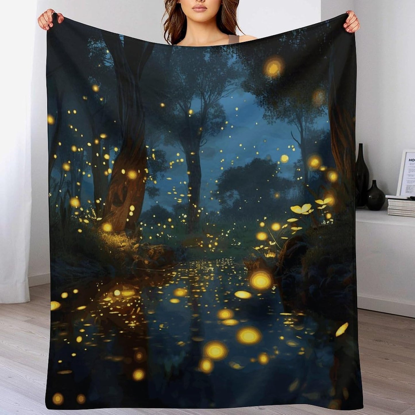 Fireflies Throw Blanket for Couch Super Soft Warm Lightweight Throw Blankets Cozy Flannel Bed Blanket Cute Decorative Blankets for All Seasons Home Decor Gift 30"*40"（76 * 100cm）