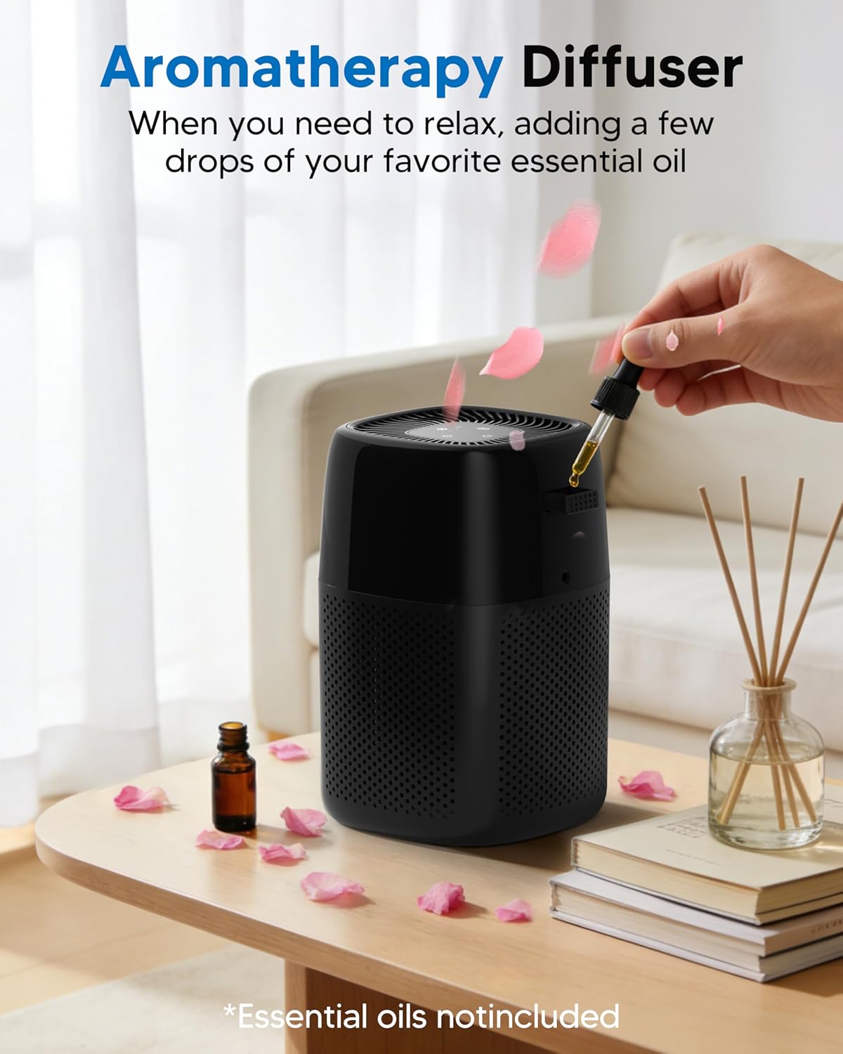 ZQA-5000A Air Purifiers for Home Bedroom, H14 True HEPA Room Air Purifiers for Bedroom With Sleep Mode Light Mode & Aroma Function Air Cleaner Smoke Odor Dust Pollen Pet Dander