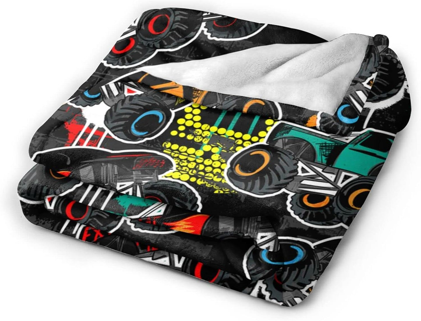 Perinsto Monster Trucks Cars Throw Blanket Ultra Soft Warm All Season Decorative Fleece Blankets for Bed Chair Car Sofa Couch Bedroom 60"X50"