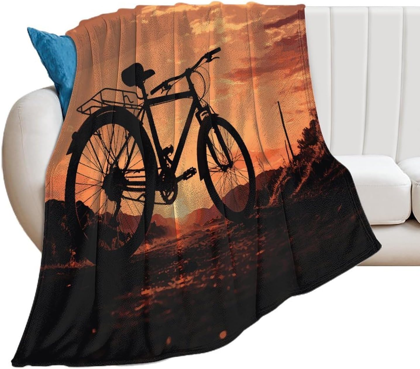 Road Bicycle Blanket Super Soft Lightweight Throw Blanket Cute Cozy Warm Bed Blanket Decorative Fuzzy Blanket All-Season Home Decor Gift for Sofa Couch Living Room 60"*80"（150 * 200cm）
