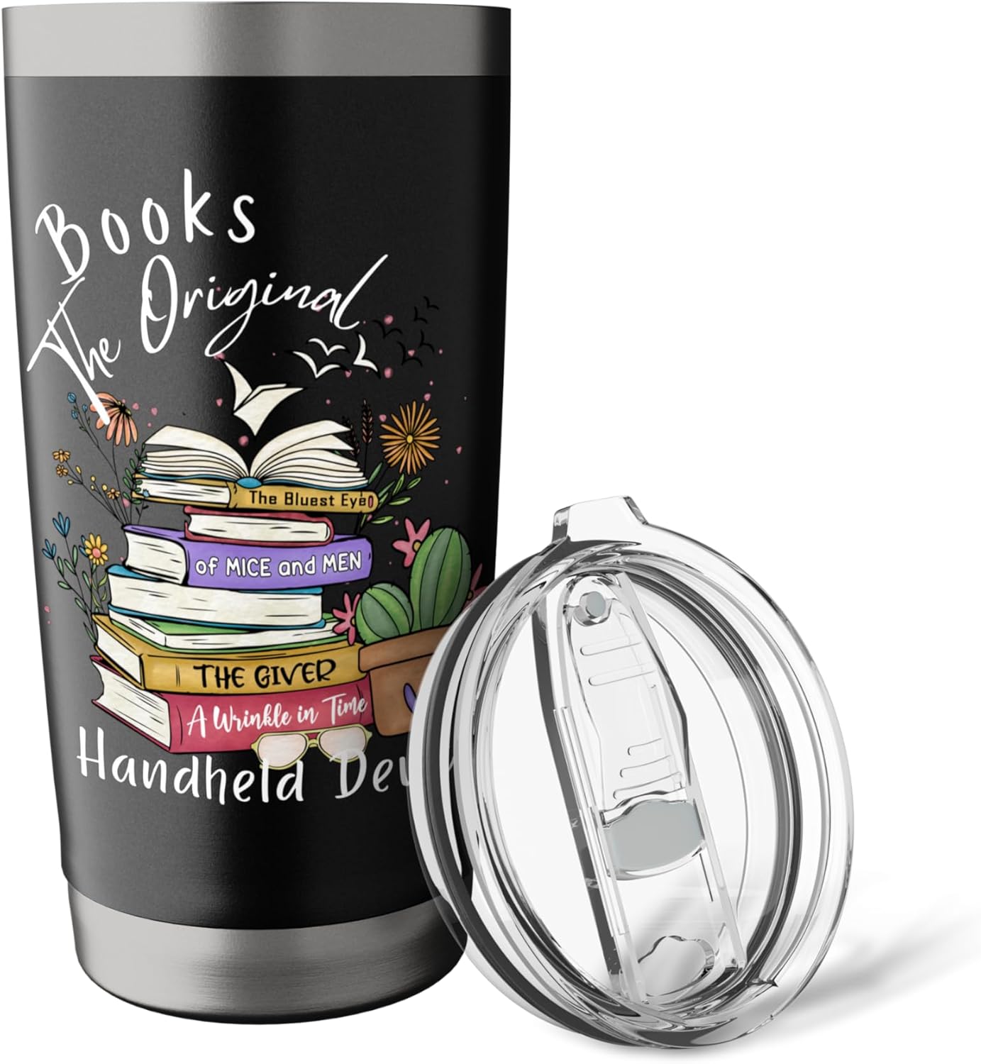 Books Original Handheld Device Reader Literacy Book Lover Stainless Steel Insulated Tumbler