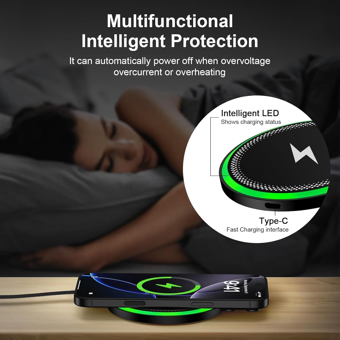 For Samsung Wireless Charger Fast Charging Pad for Galaxy S26/S25 Ultra/S24 Plus/S24 FE/S24Ultra/S23+/S22/S21,15W Wireless Phone Charger Android Charging Station Mat for Google Pixel 9 8A with Adapter