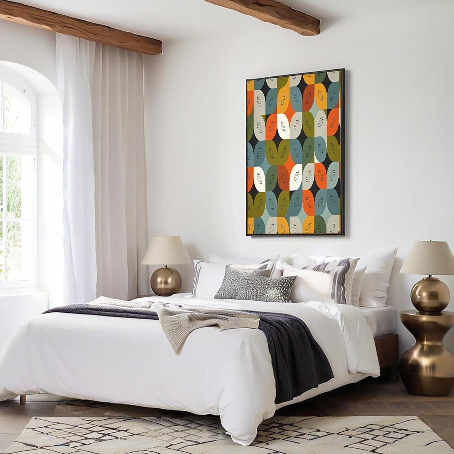 GDJSMIN Abstract Shapes Wall Art, Geometric Patterns Poster for Reading Room Living Room Decor 24 x 36 inch Unframed