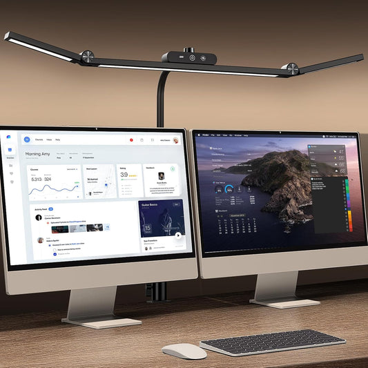 Led Desk Lamp for Office Home, Architect Desk Lamp with Clamp, Ultra Bright Dimmable Table Light, Stepless Dimming and Tempering Desk Light for Workbench Drafting Reading Study (Black)