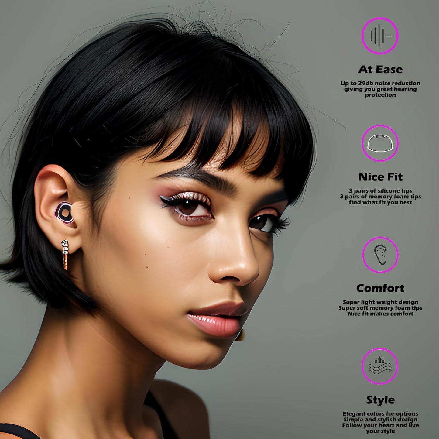 Ear Plugs Providing High Fidelity Hearing Protection for Musicians, DJs, Festivals, Nightlife, Sleeping Noise Cancelling - Gold