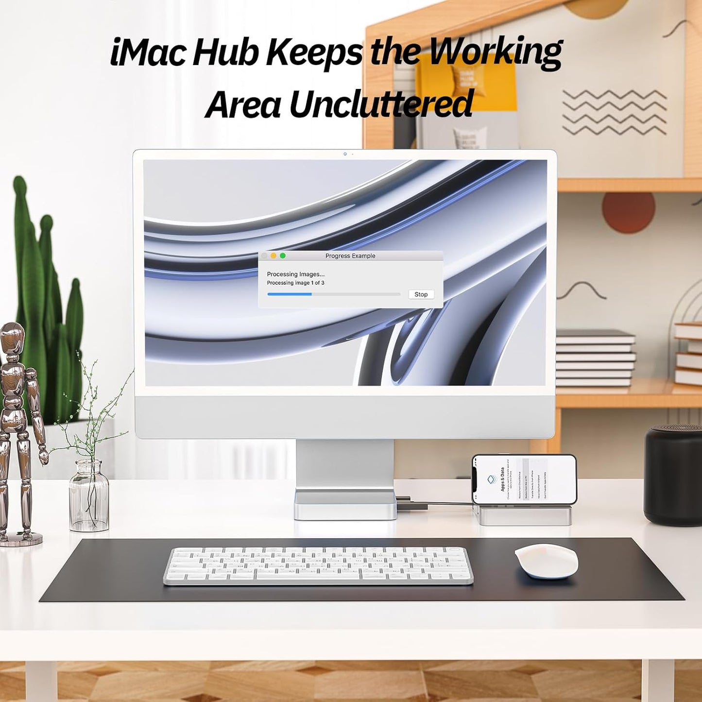 USB C Hub for iMac 24 inch 2021/2023/2024, Minisopuru iMac Hub Support M.2 NVMe SSD, iMac Accessories for iMac M1/M3/M4, iMac Adapter with USB A/C 10Gbps, SD/TF, M.2 SSD (Not Included), Silver