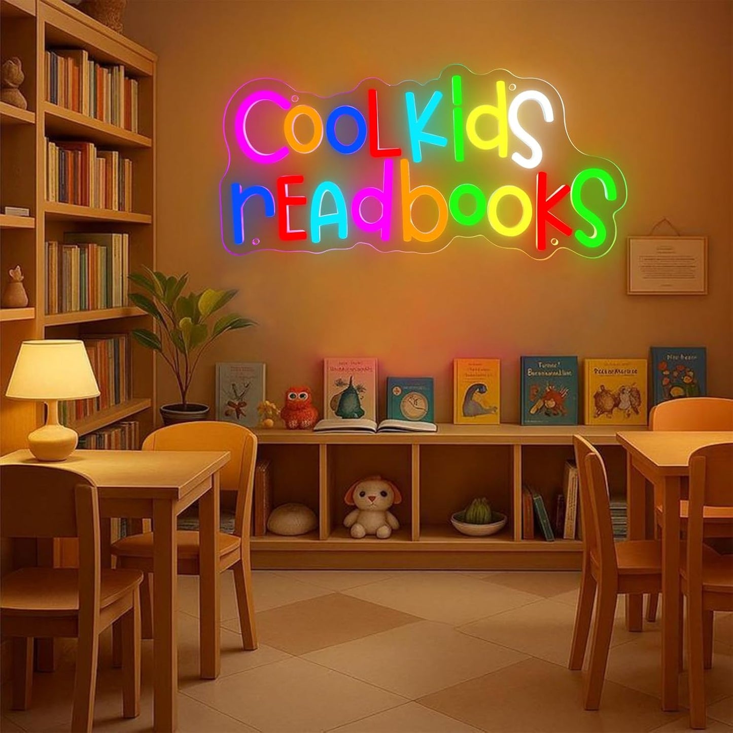Cool Kids Read Books Neon Sign,Neon Lights for Classroom Reading Corner Bedroom Library,Read Sign for Book Lovers Christmas Gift for Kids & Teens