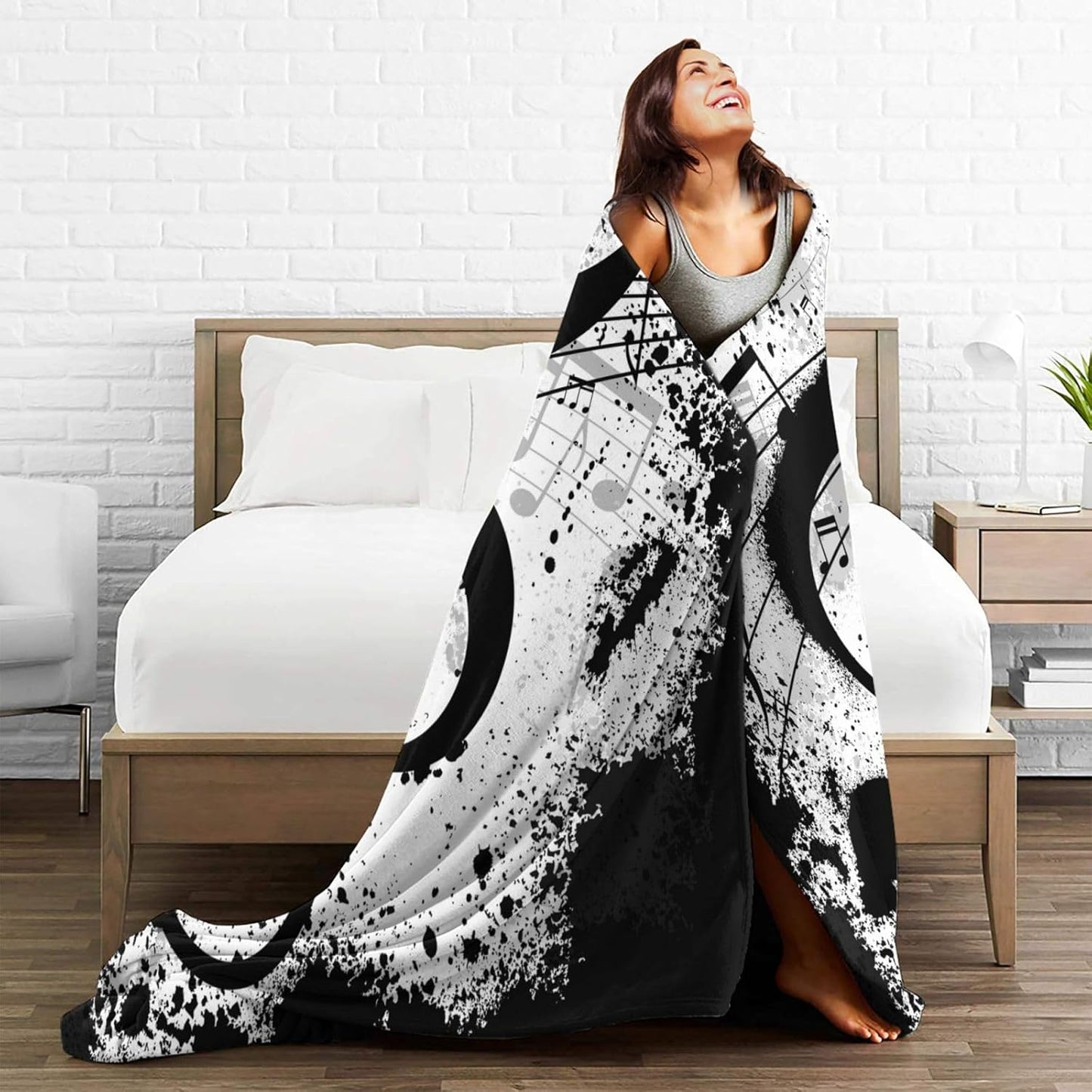 Musical Note Blanket Throw Blanket Flannel Lightweight Soft Plush Fuzzy Blankets for Bed Sofa Couch Livingroom Chair Car Travel Pet 50"x40"