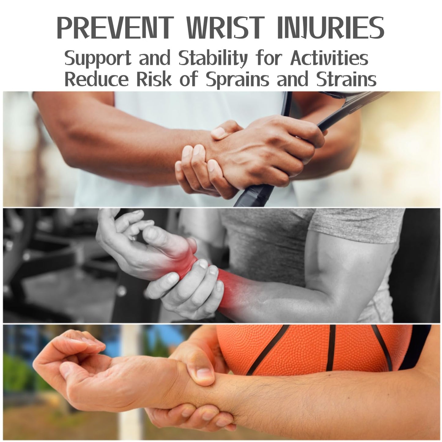 2 Pack Wrist Braces - Wrist Wraps for Carpal Tunnel, Arthritis, and Tendinitis Pain Relief - Fits Both Right and Left Hands - Compression and Support for Fitness Enthusiasts