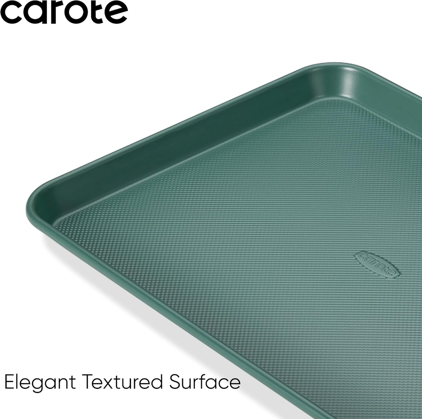 CAROTE 3-Piece Baking Pan Set - Bakeware Set, Baking Sheet Set Including 13 Inch 15 Inch 17 Inch Sheet Pan, Cookie Sheet for Baking, Deep Olive Green