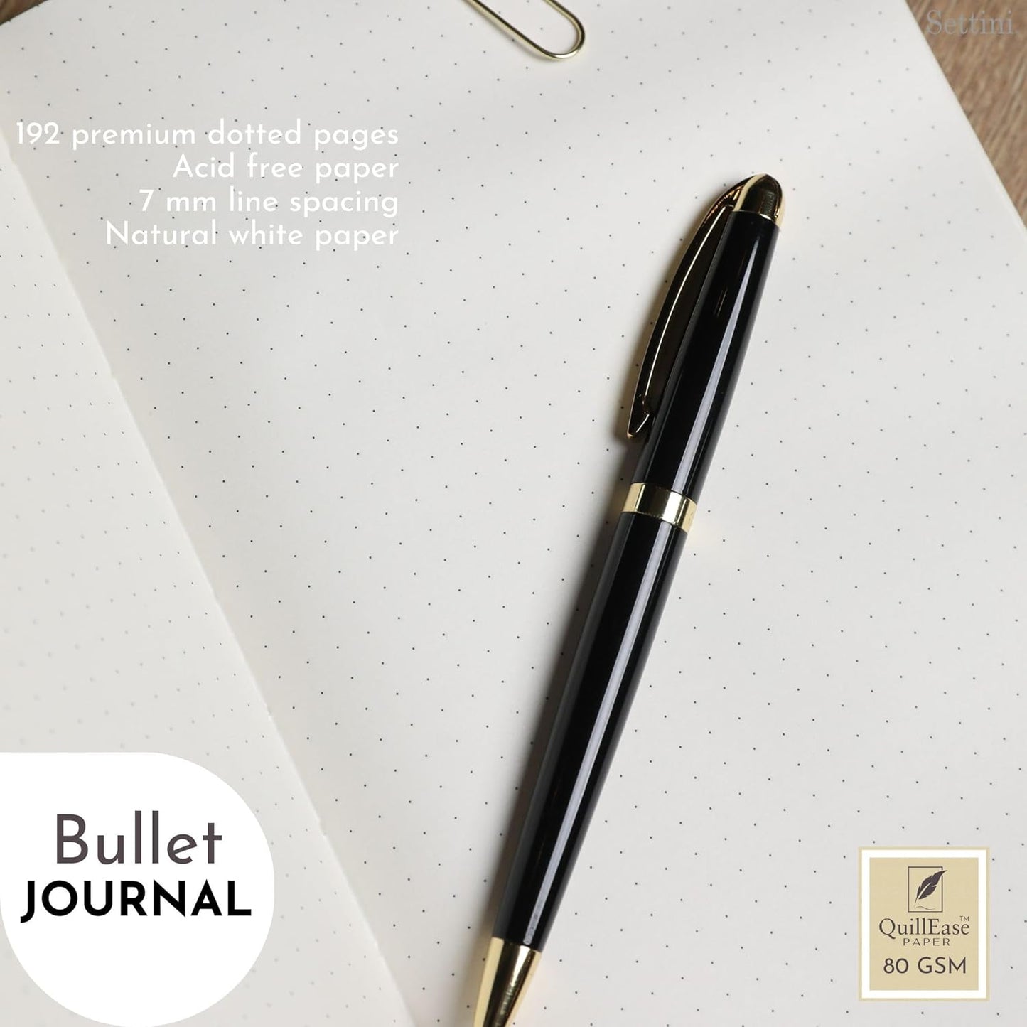 SETTINI Dotted Journal, Ideal for Bullet Journaling - A5 Vegan Leather Notebook, 192 Archival-Quality Pages, QuillEase Bleed-Free Paper, Inner Pocket & Bookmark - Elephant Gifts, Grey Elephants