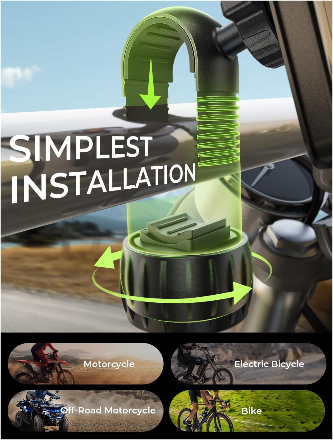 LISEN Bicycle Phone Mount [Super Easy Install] Cell Phone Holder for Bicycle Handlebar fit Adults Kids, [Ultra Stable] Ebike Bike Phone Holder Gear Accessories Compatible with iPhone Samsung Pixe Blue