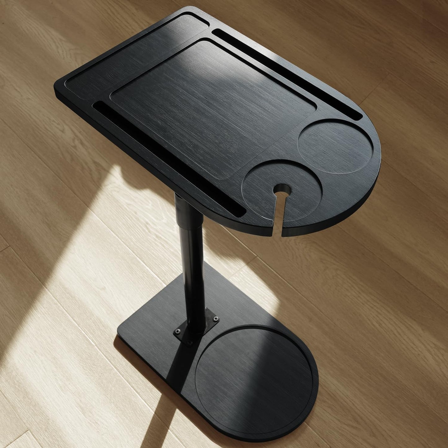 Sofa Arm Tray Table — 360° Rotatable, Height-Adjustable, Phone & Tablet Slots, TV Tray for Bed or Chair...
