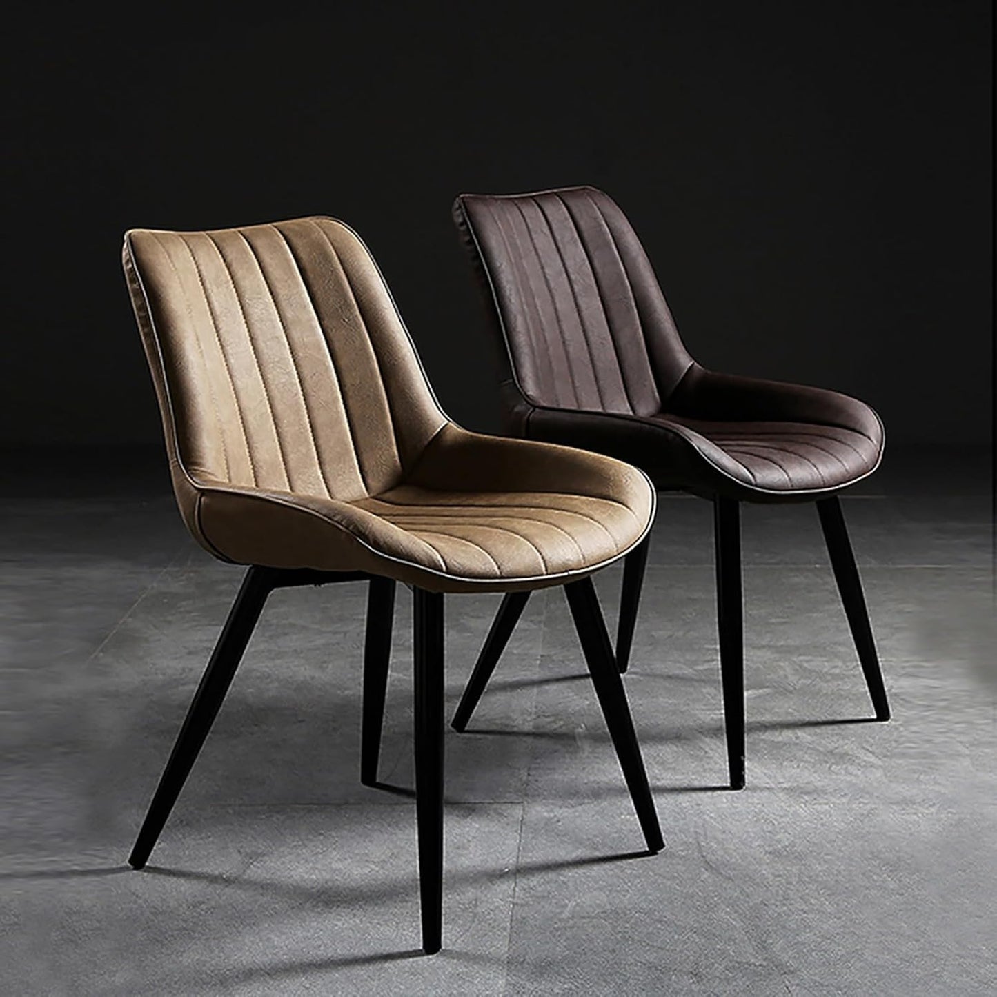 Dining Chairs Vintage Kitchen Counter Chairs Lounge Leisure Living Room Corner Chairs with Metal Legs Pu Leather Seat and Backrests/Black/E