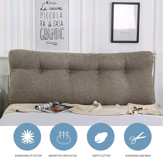 Large Bolster Headboard Pillow,Rectangular Perfect Lumbar Pillow, Bed Rest Positioning Support Reading Headboard Cushion for Day Bed & Bunk Bed,with Removable Cover