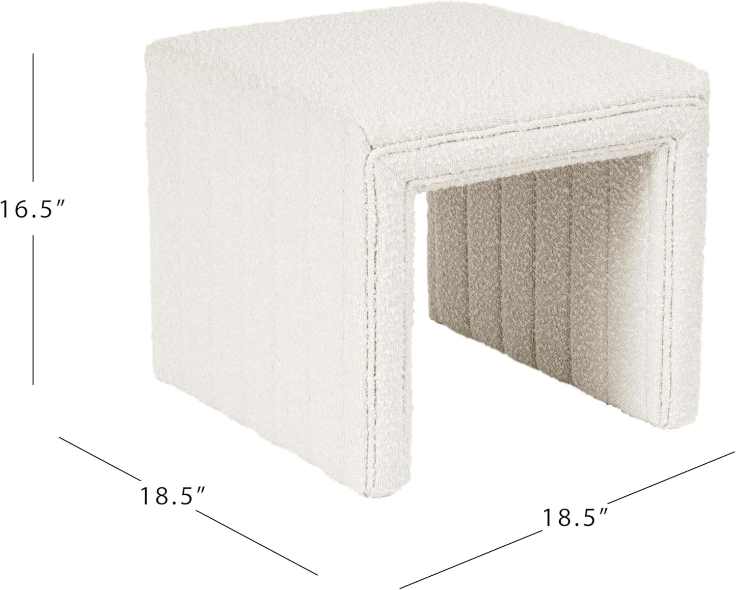 HomePop Modern Channel Tufted Ottoman|Homepop Home Décor|Ottoman for Living Room & Bedroom - Cream Boucle