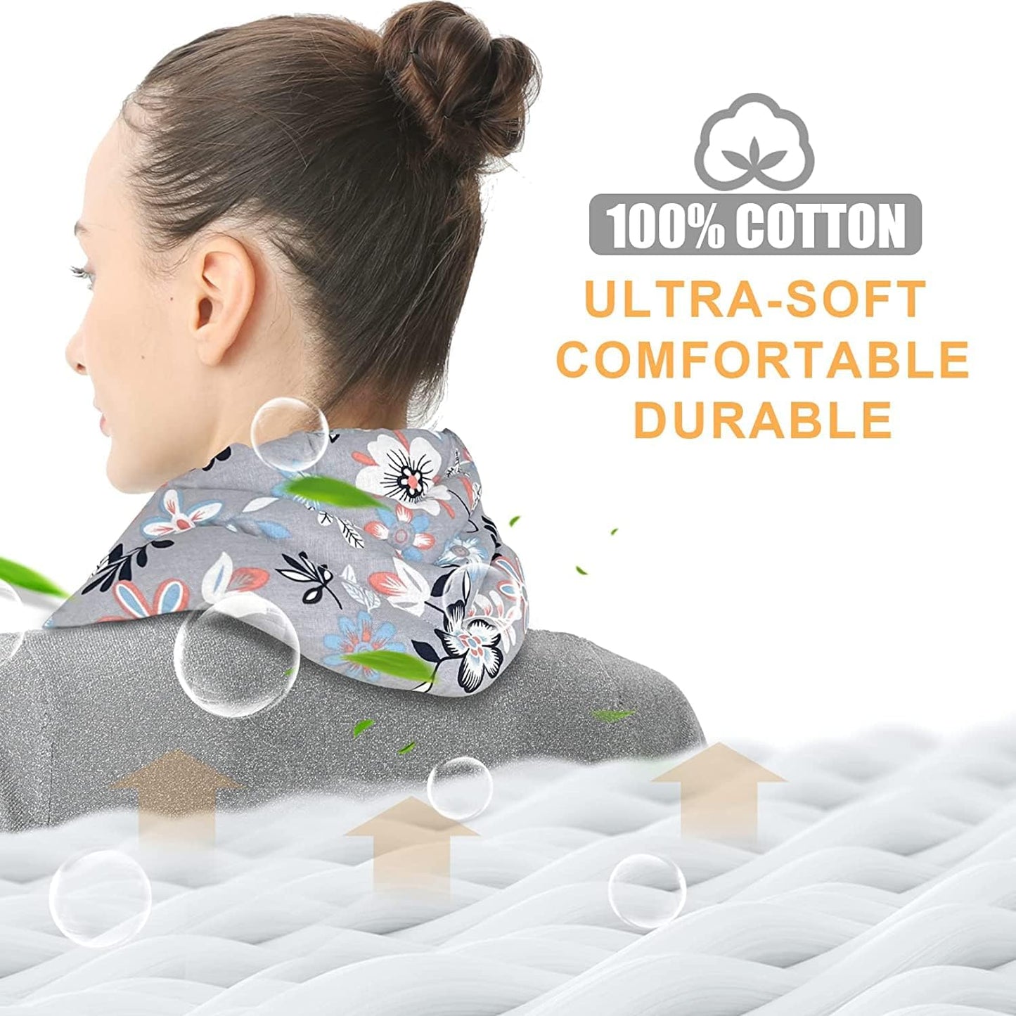 UNCN Long Wide Heating pad for Neck and Shoulders Back 33 * 5.9" microwavable Large Moist Heat Pack Warm hot Compress Neck wrap Weighted Bag Massage Reusable Herbal Nature Calming Portable Cotton