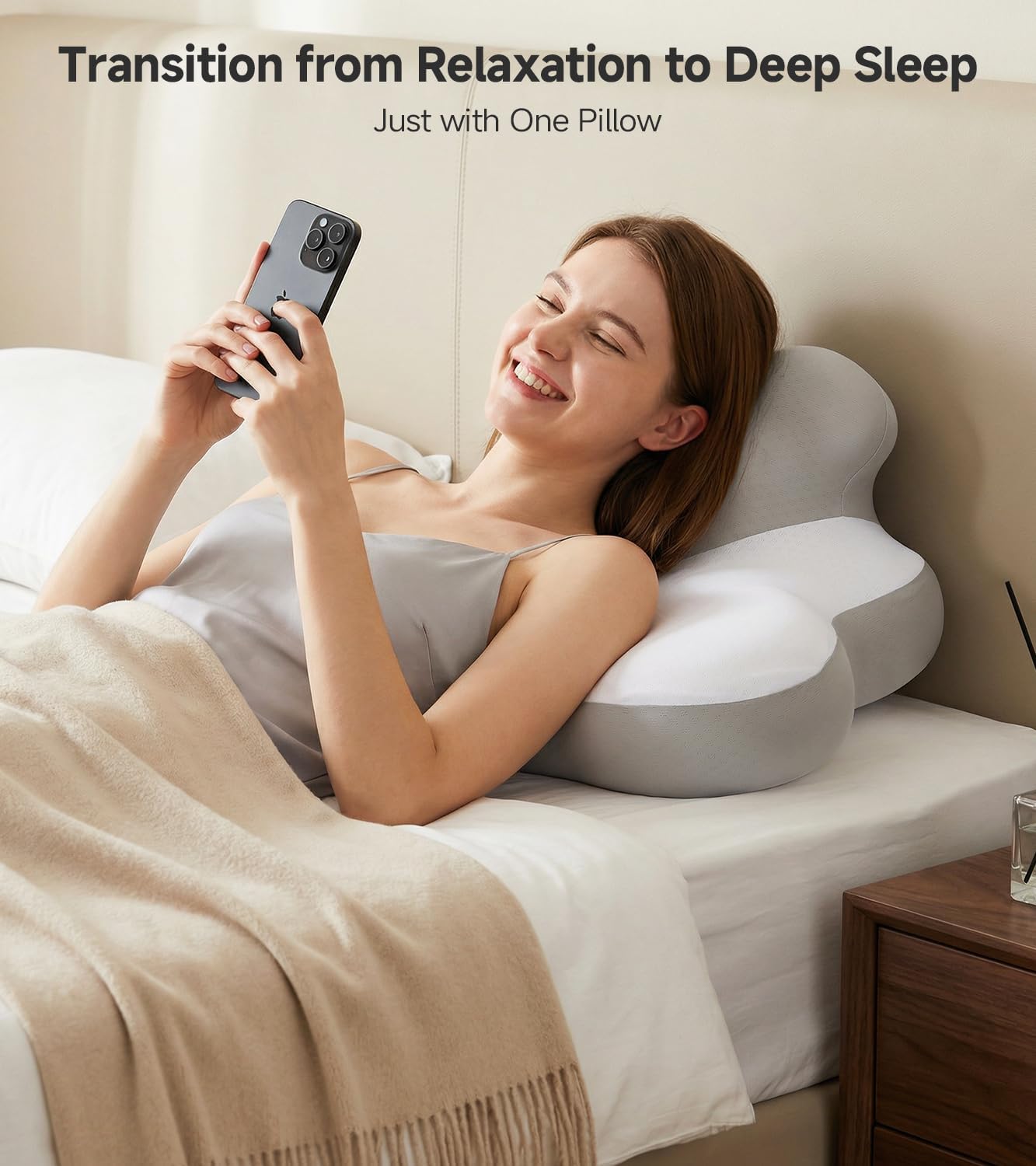 Reading Pillow for Bed, Memory Foam Bed Wedge Pillow with Neck,Chin & Back Support for Lying, Leaning, and Prone, Ergonomic Cervical Neck Pillows, Reading Wedge Pillow for Headboard (Grey)