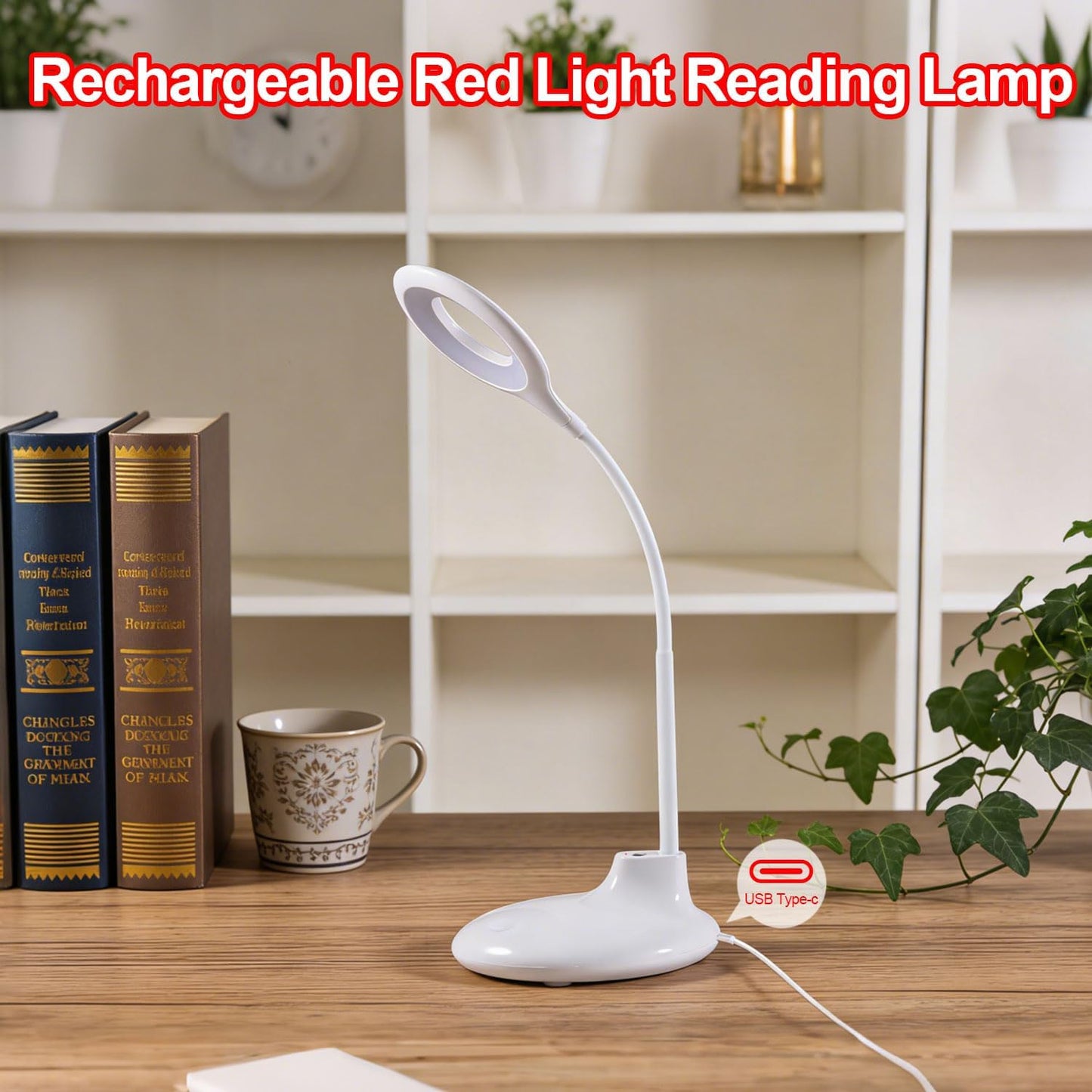 670nm Red Light Reading Lamp for Sleep- Zero Blue Light, Rechargeable Dimmable Portable LED Red Book Light for Night Reading,Working and Crafts - Ideal Gift for Book Lovers, Nursing