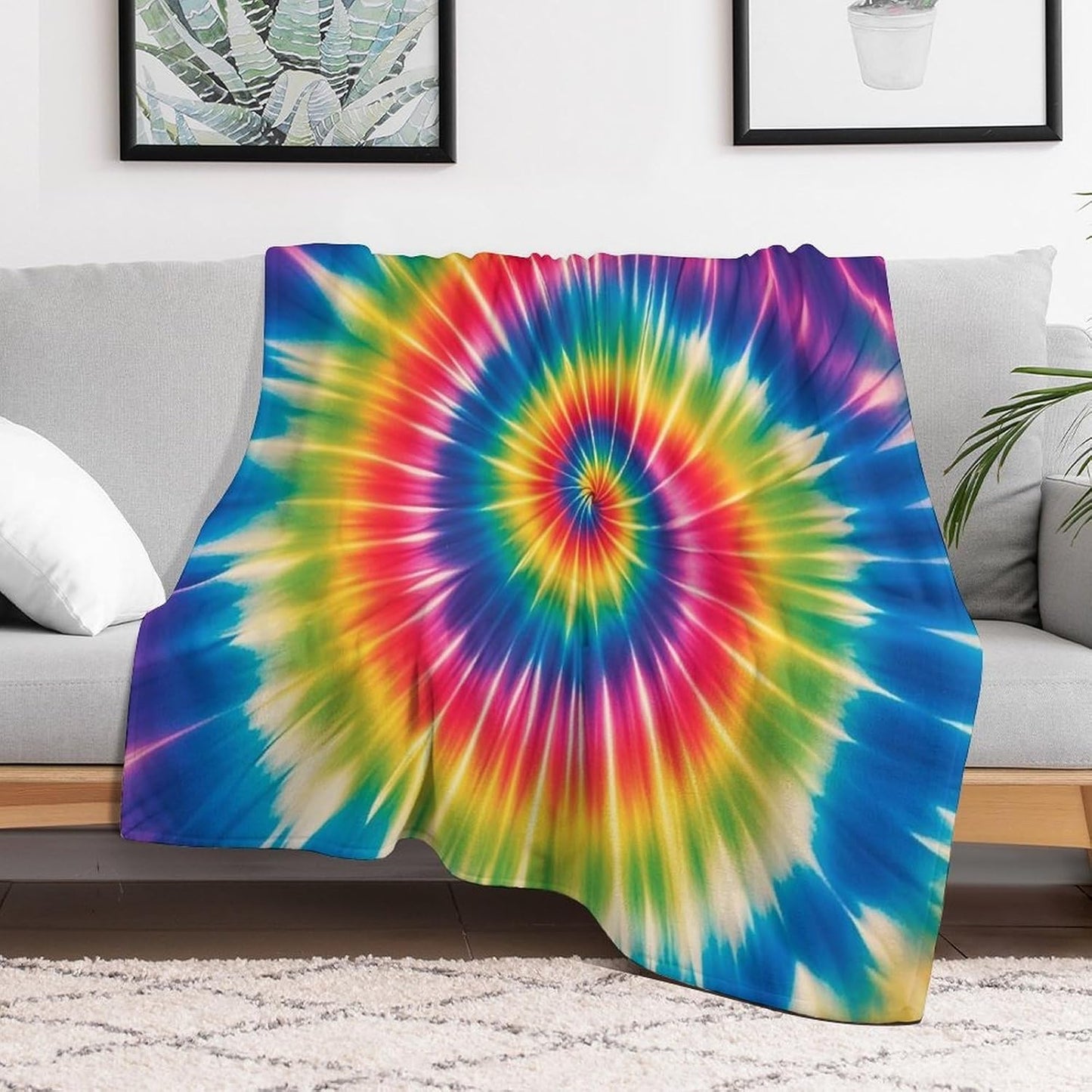 Tie Dye Rainbow Blanket Super Soft Lightweight Throw Blanket Cute Cozy Warm Bed Blanket Decorative Fuzzy Blanket All-Season Home Decor Gift for Sofa Couch Living Room 40"*50" （100 * 130cm）