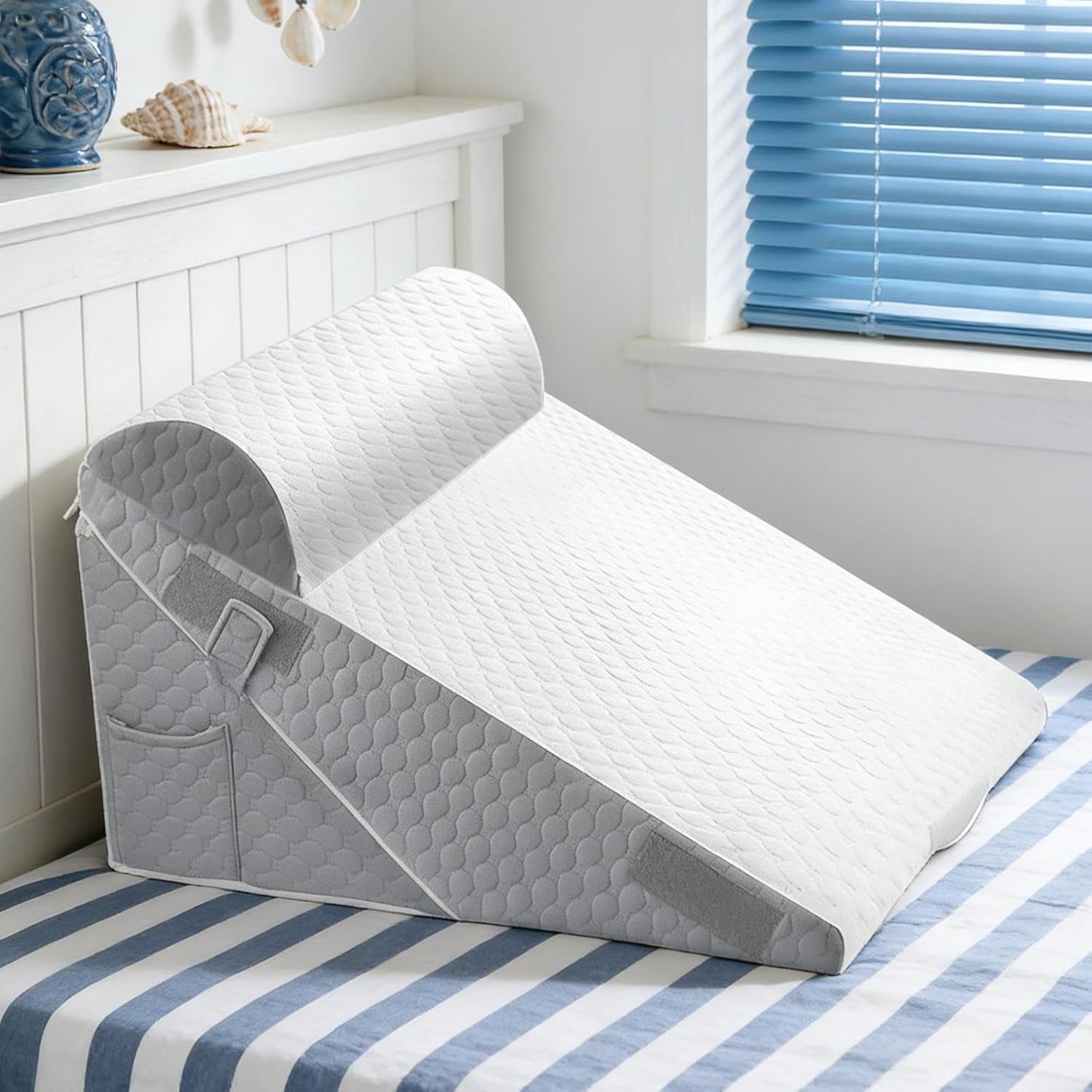Bed Wedge Pillow - Adjustable Head Elevation Cushion | Triangle Reading Support with Ergonomic Incline Design, Backrest Pillow for Bed Comfort Positioning, Sleeping Aid Cushion