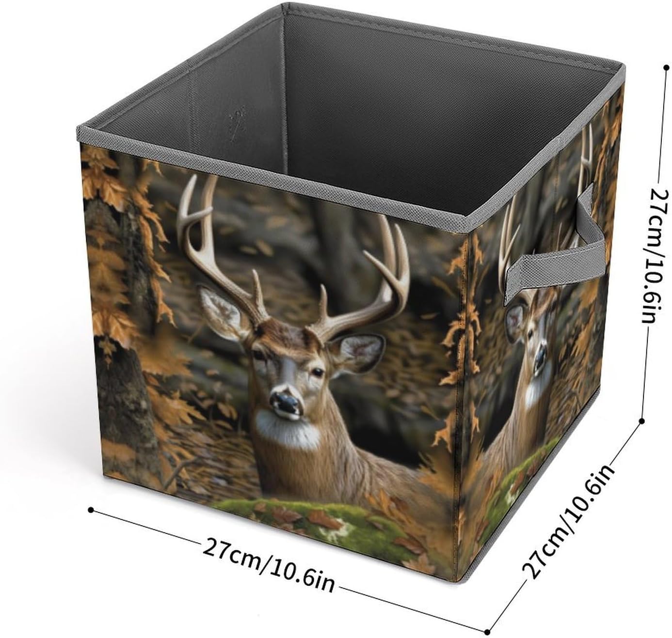 Camouflage Deer Storage Bins with Handles Fashion Large Storage Cubes Sturdy Foldable Storage Boxes Space-Saving Storage Baskets for Home Office Clothes Closet Organizers