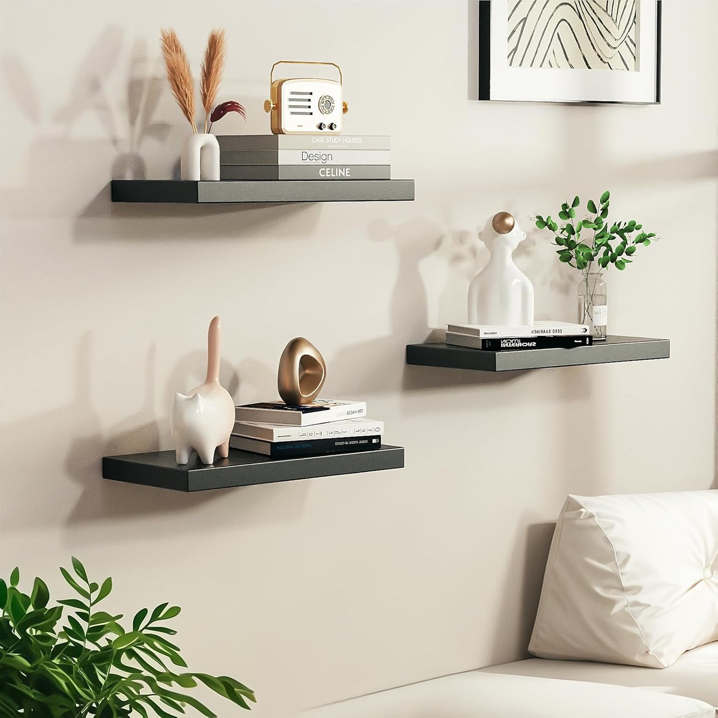 Floating Shelves for Wall - All-Metal Construction Heavy Duty Bathroom Shelves, Floating Shelves Rustproof & Waterproof, Wall Mount Shelves for Bathroom, Kitchen, Bedroom, Office (2 Pack)