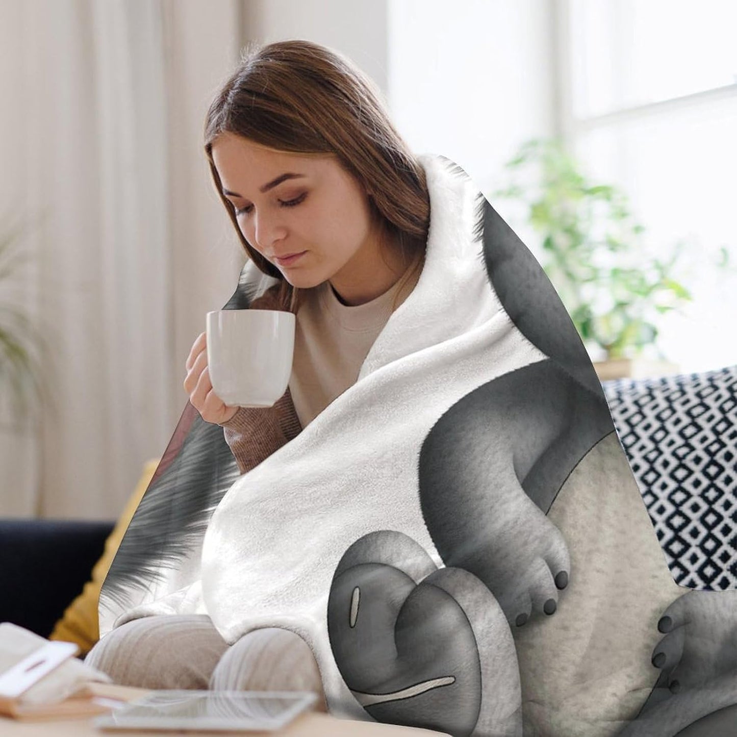Cartoon Koala Throw Blanket for Couch Super Soft Warm Lightweight Throw Blankets Cozy Flannel Bed Blanket Cute Decorative Blankets for All Seasons Home Decor Gift 60"*80"（150 * 200cm）