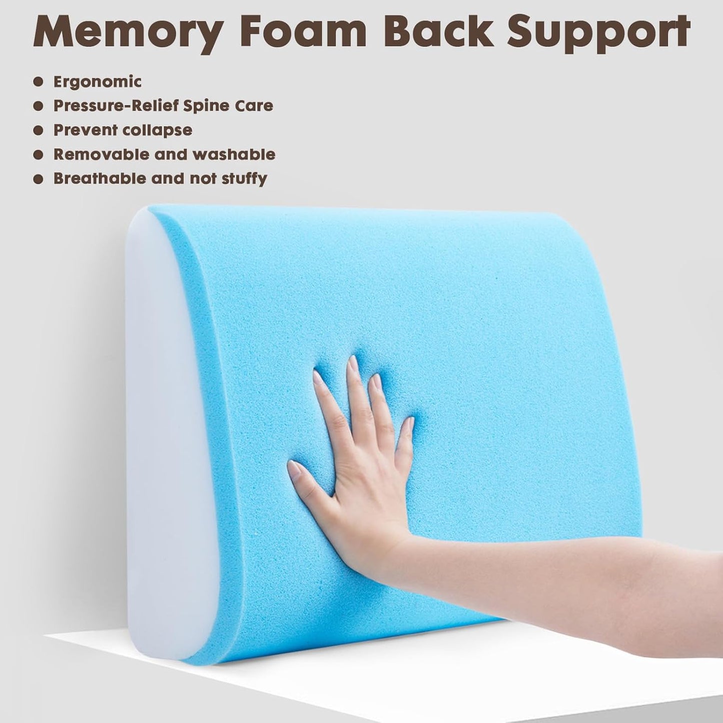 Large Lumbar Cushion Lumbar Support Pillow, Ergonomic Lumbar Pillow with Machine Washable, Help Relieve Pain of Back, Lumbar, Tailbone and Sciatic Nerve Support. (Brown)