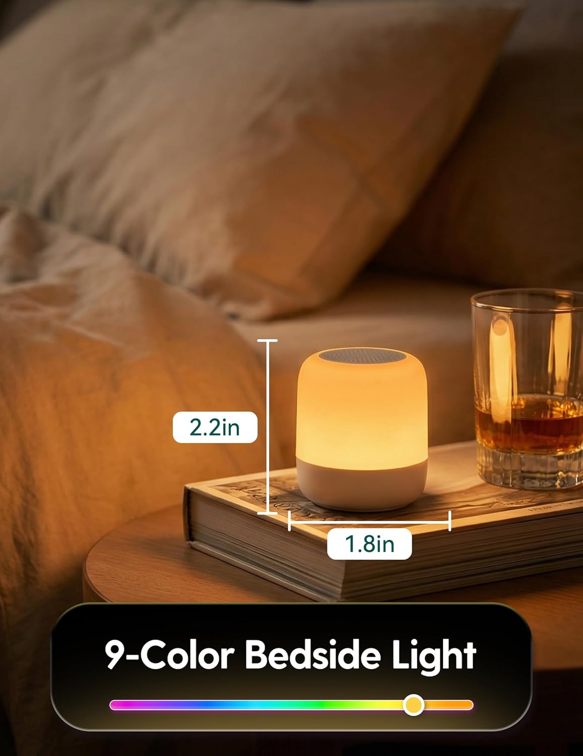 Babelio Pocket Glow White Noise Sound Machine - Upgraded 9 Color Night Lights, 20 Non-Looping Sounds, Timer & Memory Function, Portable for Adults & Babies, White