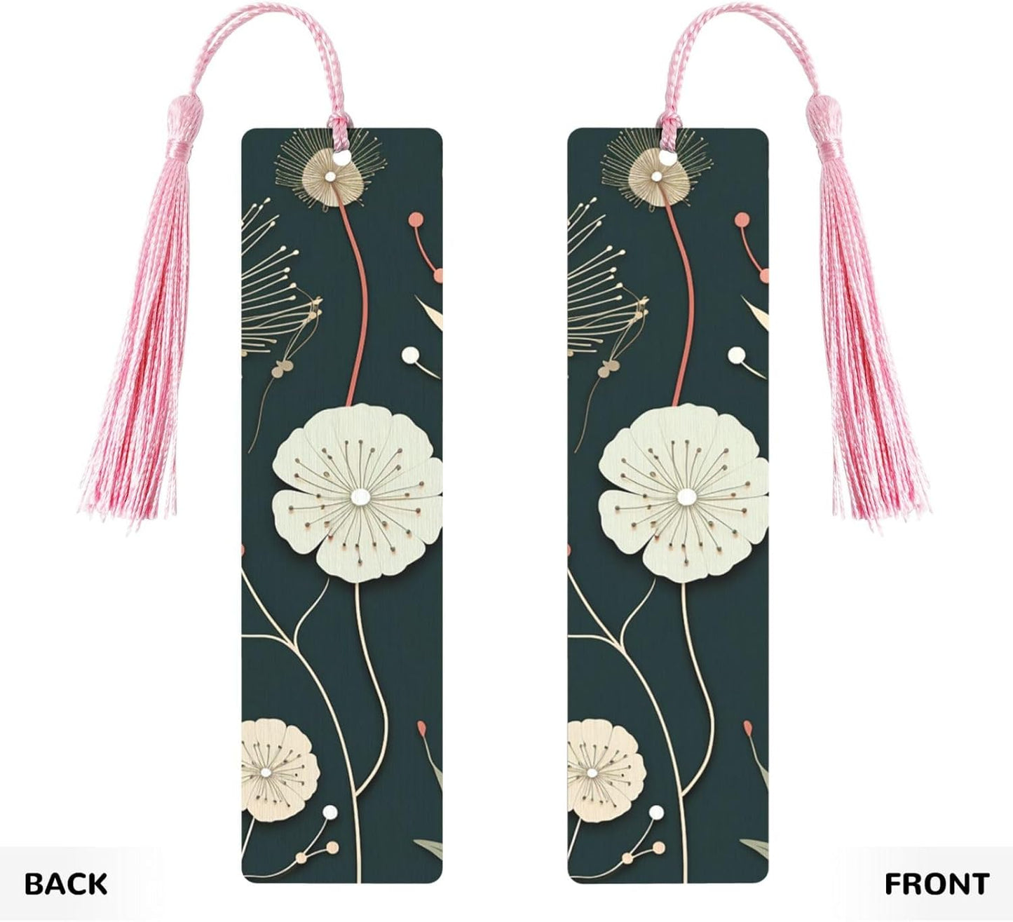 Bloom Bookmarks Gifts for Women Men, Wooden Bookmarks for Book Lovers, Vintage Book Marks Ornaments with Tassel, Unique Personalized Reading Page Markers Pink