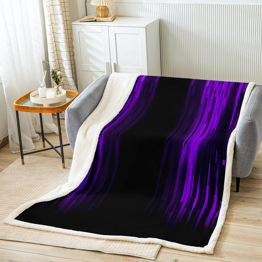 Purple Ombre Sherpa Blanket Kids Ombre Fleece Throw Blanket Abstract Art Design Fuzzy Blanket for Sofa Bed Couch for Room Decor Modern,Twin 60x80 Inches